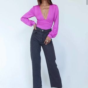 Princess Polly Jude Long Sleeve Bodysuit Purple Size 10